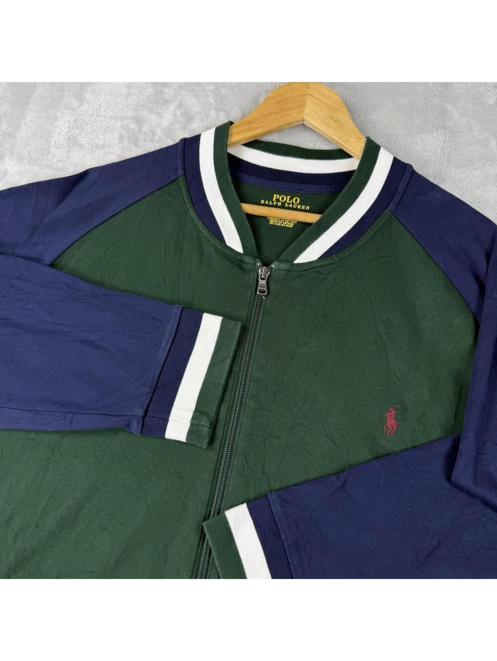 Polo Ralph Lauren Big Size Track Jacket 3XB Green Navy Full Zip Pony Logo Preppy